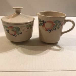 Corning ‘Abundance’ Creamer And Sugar Bowl With Lid